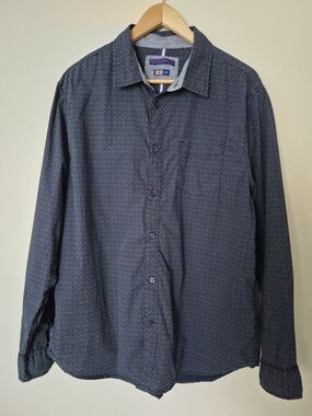 English Laundry Navy Microdot Long Sleeve Button-Up Shirt